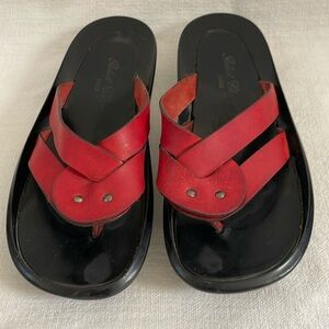 Robert Clergerie Paris red leather slide sandals. Rubber bottom. Women’s size 7